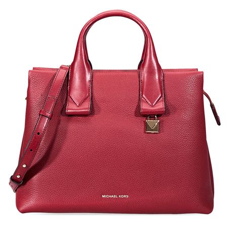 michael michael kors rollins large pebbled leather satchel maroon|MICHAEL Michael Kors Rollins Large Pebbled Leather Satchel .